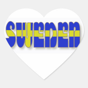 Sweden in Flag Lettering Heart Sticker