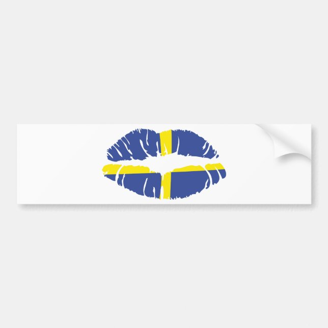 sweden kiss lipstick flag bumper sticker (Front)
