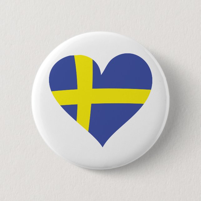 sweden love heart - swedish flag 2 inch round button (Front)