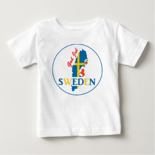 Sweden Map Flag and God Jul Baby T-Shirt