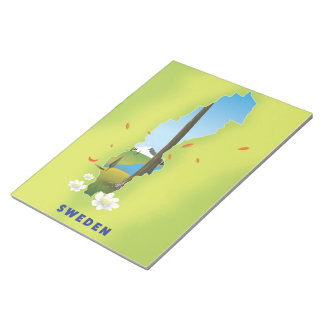 Sweden map illustrated travel poster. notepad