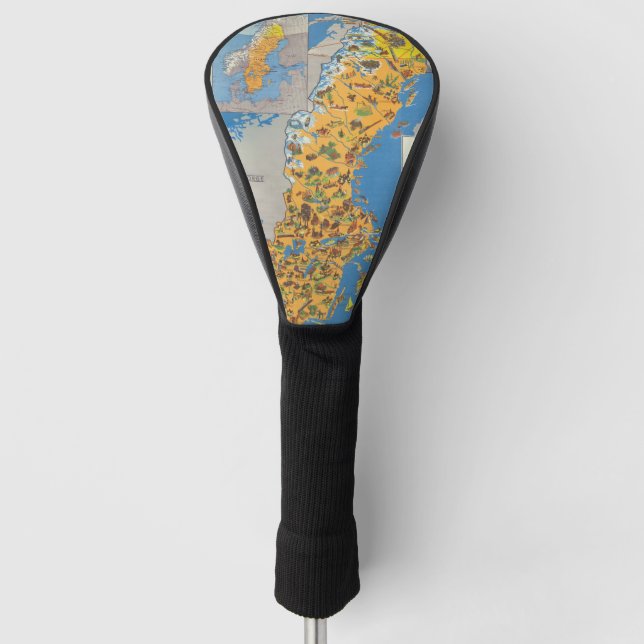 Sweden Map Scandinavian Cartographic Art Golf Head Cover (Front)
