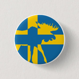 Sweden Moose Swedish National Animal Flag 1 Inch Round Button