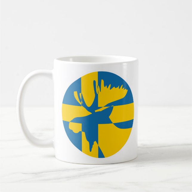 Sweden Moose Swedish National Animal Flag Coffee Mug (Left)