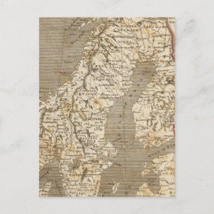 Sweden, Norway Map by Arrowsmith Postcard