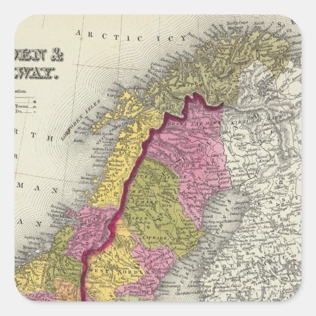 Sweden & Norway Square Sticker (Front)