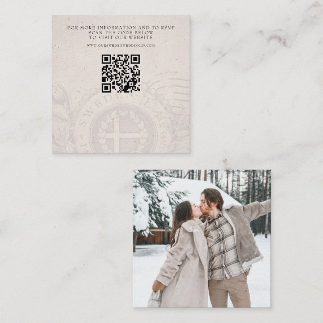 Sweden Passport Wedding QR Enclosure Card (Front/Back)