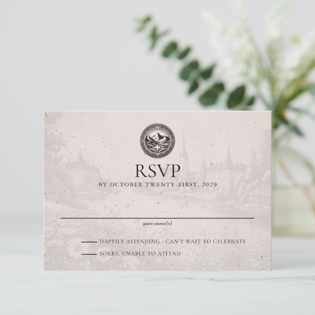 Sweden Passport Wedding RSVP Card (Standing Front)