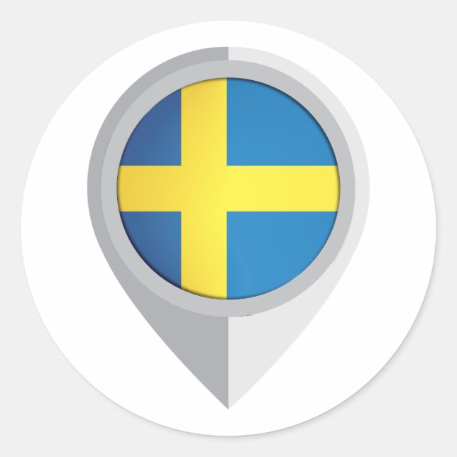 Sweden Pin Location Flag Classic Round Sticker (Front)