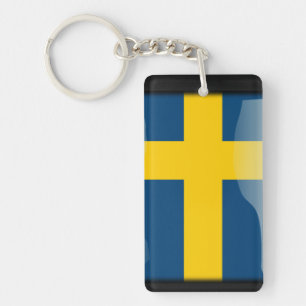 Sweden polished flag keychain