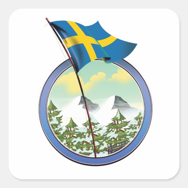 Sweden retro logo square sticker (Front)