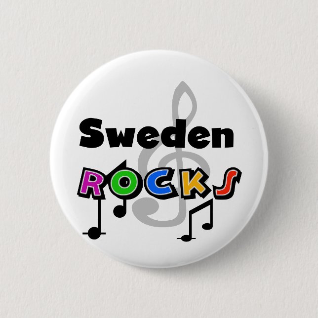 Sweden Rocks 2 Inch Round Button (Front)