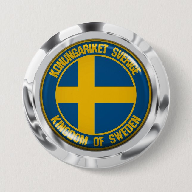 Sweden Round Emblem 3 Inch Round Button (Front)