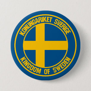 Sweden Round Emblem 3 Inch Round Button