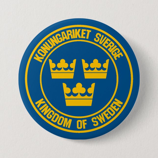 Sweden Round Emblem 3 Inch Round Button (Front)
