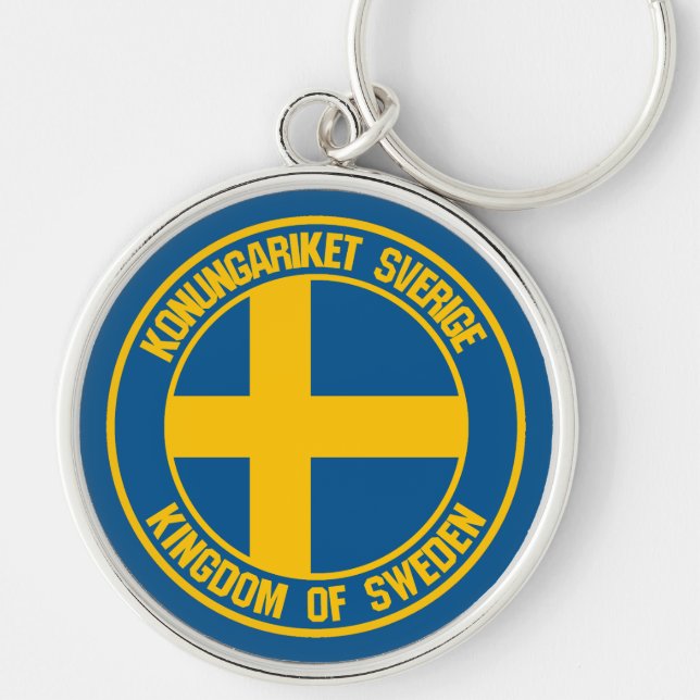 Sweden Round Emblem Keychain (Front)