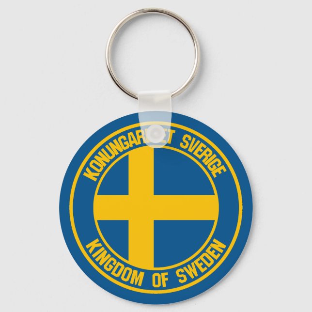 Sweden Round Emblem Keychain (Front)