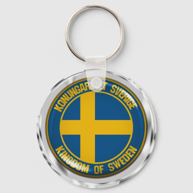 Sweden Round Emblem Keychain (Front)