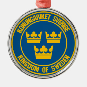 Sweden Round Emblem Metal Ornament