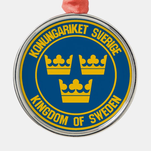 Sweden Round Emblem Metal Ornament (Front)