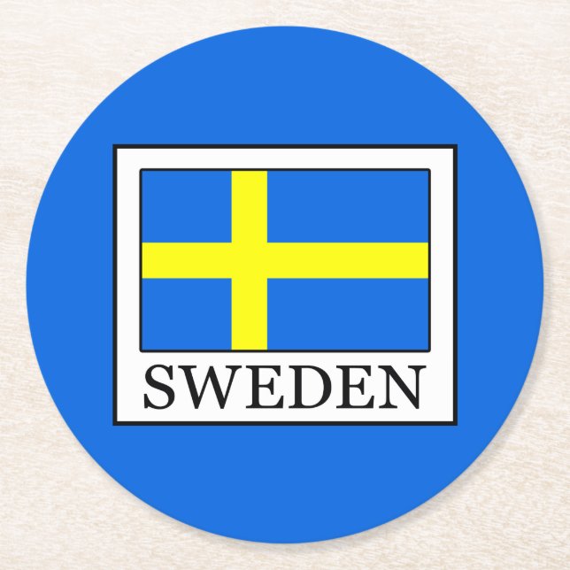 Sweden Round Paper Coaster (Front)
