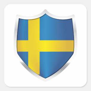 Sweden Silver Shield Flag Square Sticker