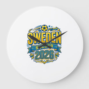 Sweden Soccer 2026 Soccer Bold Country Typography  Large Clock