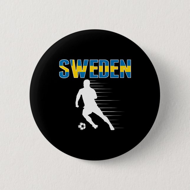 Sweden Soccer Lovers Jersey - Support Swedish Foot 2 Inch Round Button (Front)
