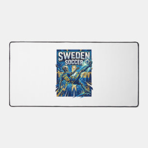Sweden Soccer Skeleton Striker Nations Poster Styl Desk Mat