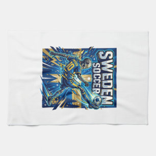 Sweden Soccer Skeleton Striker Nations Poster Styl Kitchen Towel