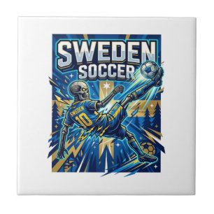 Sweden Soccer Skeleton Striker Nations Poster Styl Tile