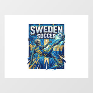 Sweden Soccer Skeleton Striker Nations Poster Styl Window Cling