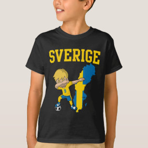 Sweden Soccer Sverige Flag Dabbing Footll Kids Boy T-Shirt