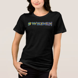 SWEDEN Special Customizable Black Tourist Tri-Blend Shirt