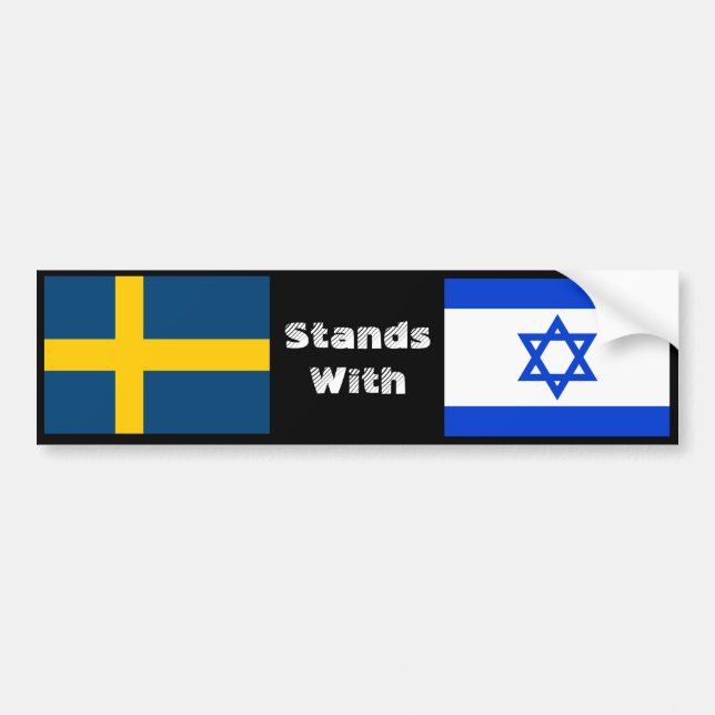 Sweden Stands With Israel Bumper Sticker (Front)
