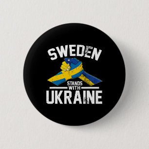 Sweden Stands With Ukraine Ukrainian Swedish Flag  2 Inch Round Button