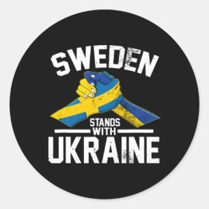 Sweden Stands With Ukraine Ukrainian Swedish Flag Classic Round Sticker