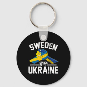 Sweden Stands With Ukraine Ukrainian Swedish Flag Keychain