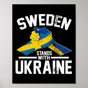 Sweden Stands With Ukraine Ukrainian Swedish Flag  Poster