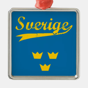 Sweden, Sverige, 3 crowns Metal Ornament