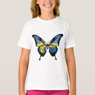 Sweden Swallowtail Butterfly Flag T-Shirt