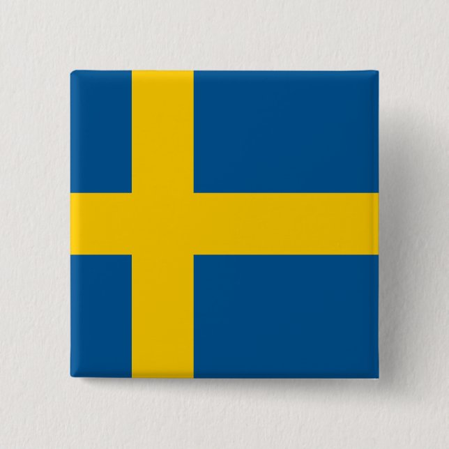 Sweden (Swedish flag) 2 Inch Square Button (Front)