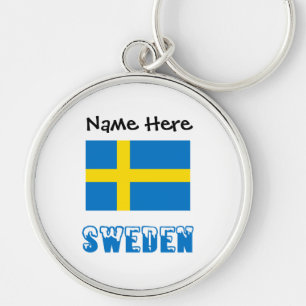 Sweden Swedish Flag Black Personalization  Keychain