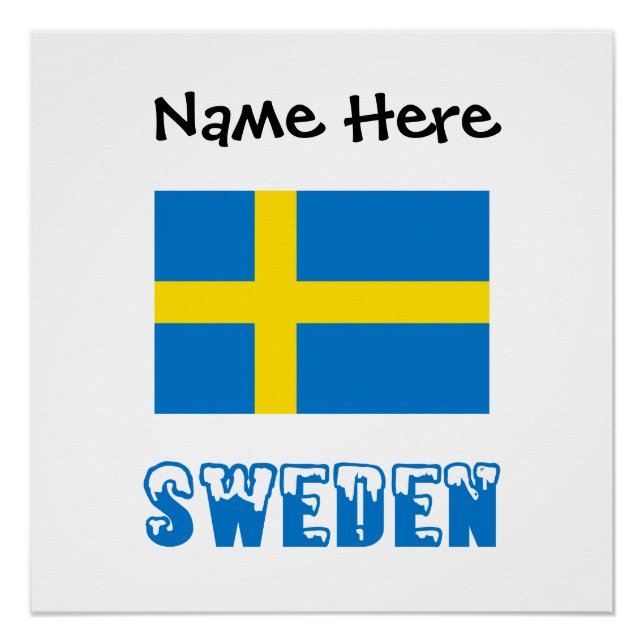 Sweden Swedish Flag Black Personalization  Poster (Front)