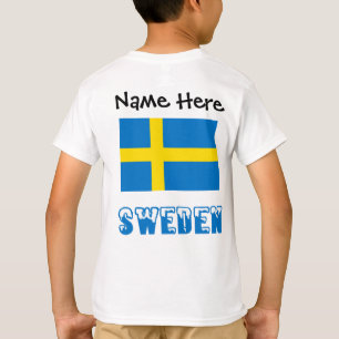 Sweden Swedish Flag Black Personalization T-Shirt