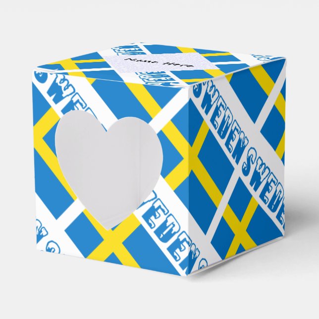 Sweden Swedish Flag Black Tiled Personalization  Favor Box (Front Side)
