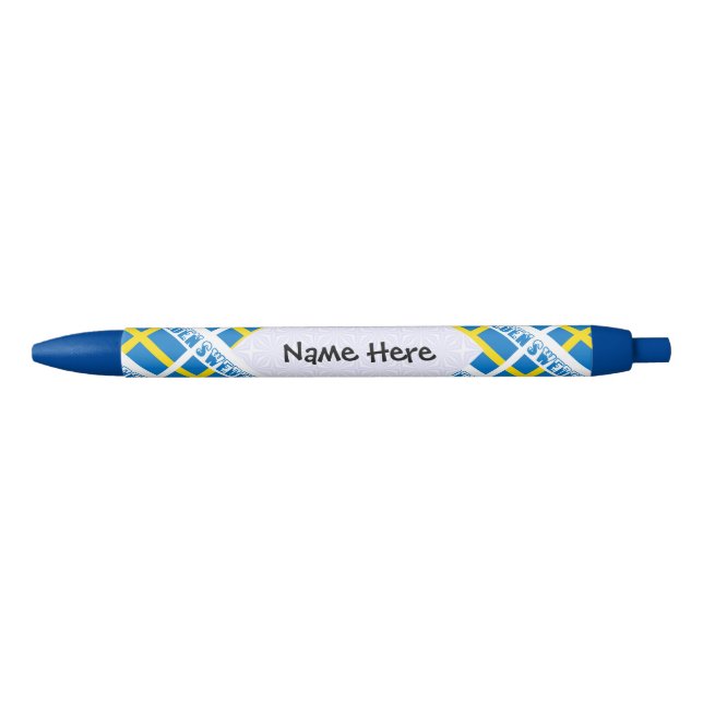 Sweden Swedish Flag Black Tiled Personalization  Ink Pen (Front)