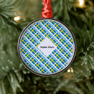 Sweden Swedish Flag Black Tiled Personalization Metal Ornament