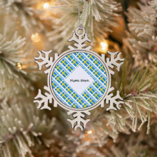 Sweden Swedish Flag Black Tiled Personalization Snowflake Pewter Christmas Ornament