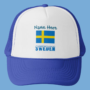 Sweden Swedish Flag Blue Personalized  Trucker Hat